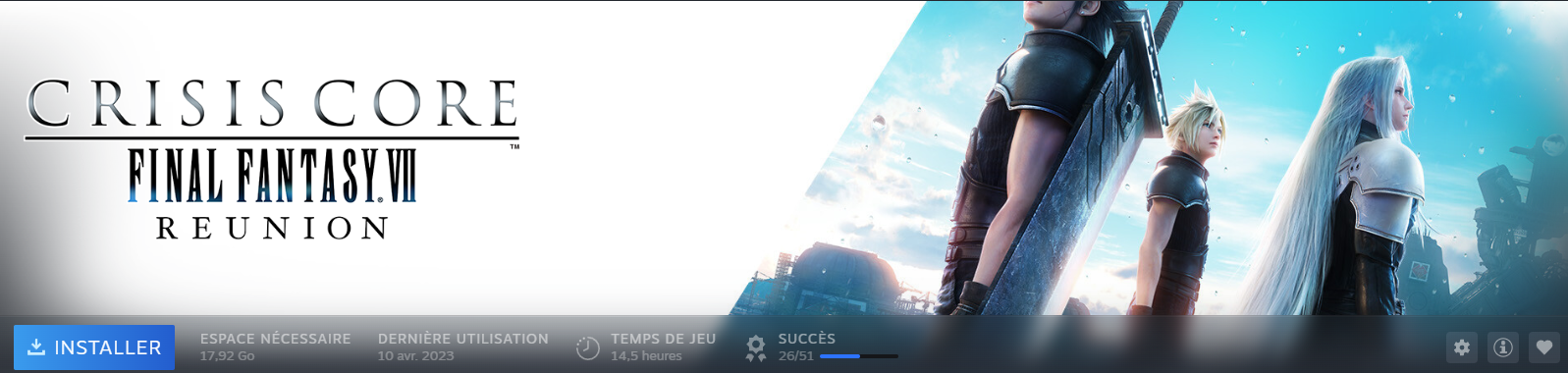 My playtime on Crisis Core: Final Fantasy VII Reunion