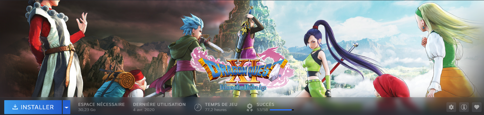 Mon temps de jeu sur Dragon Quest XI: Echoes of an Elusive Age