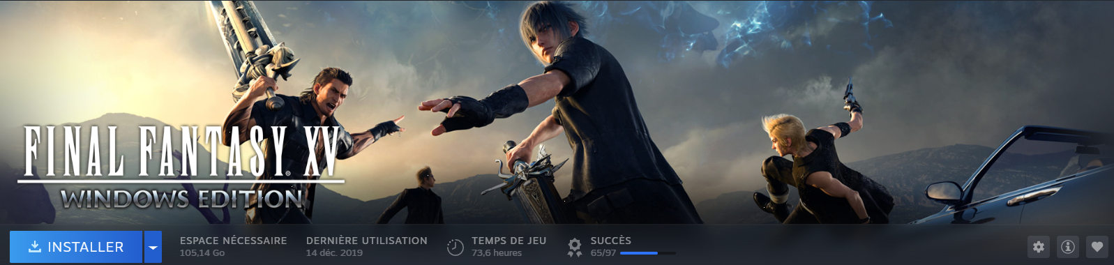 My playtime on Final Fantasy XV