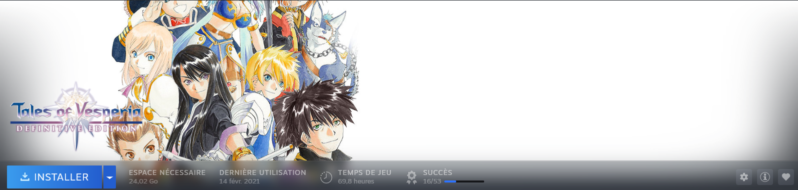 Mon temps de jeu sur Tales of Vesperia: Definitive Edition